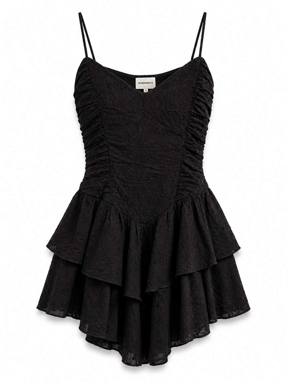 NanaMacs Black Eyelet Ruffle Mini Dress
